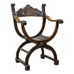 19th-Century Renaissance Revival Oak Dante Chair