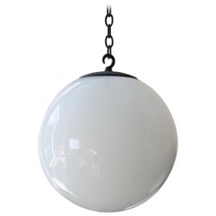 Early 20th Century Medium Church Opaline Globes Pendants Lights, 2 Available