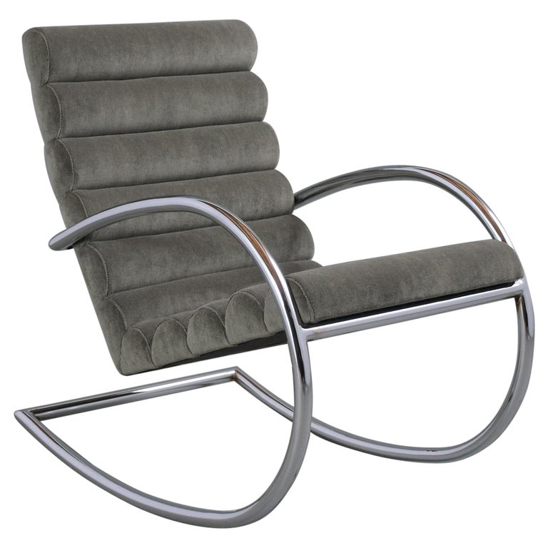 MidCentury Modern Chrome Rocking Chair at 1stDibs