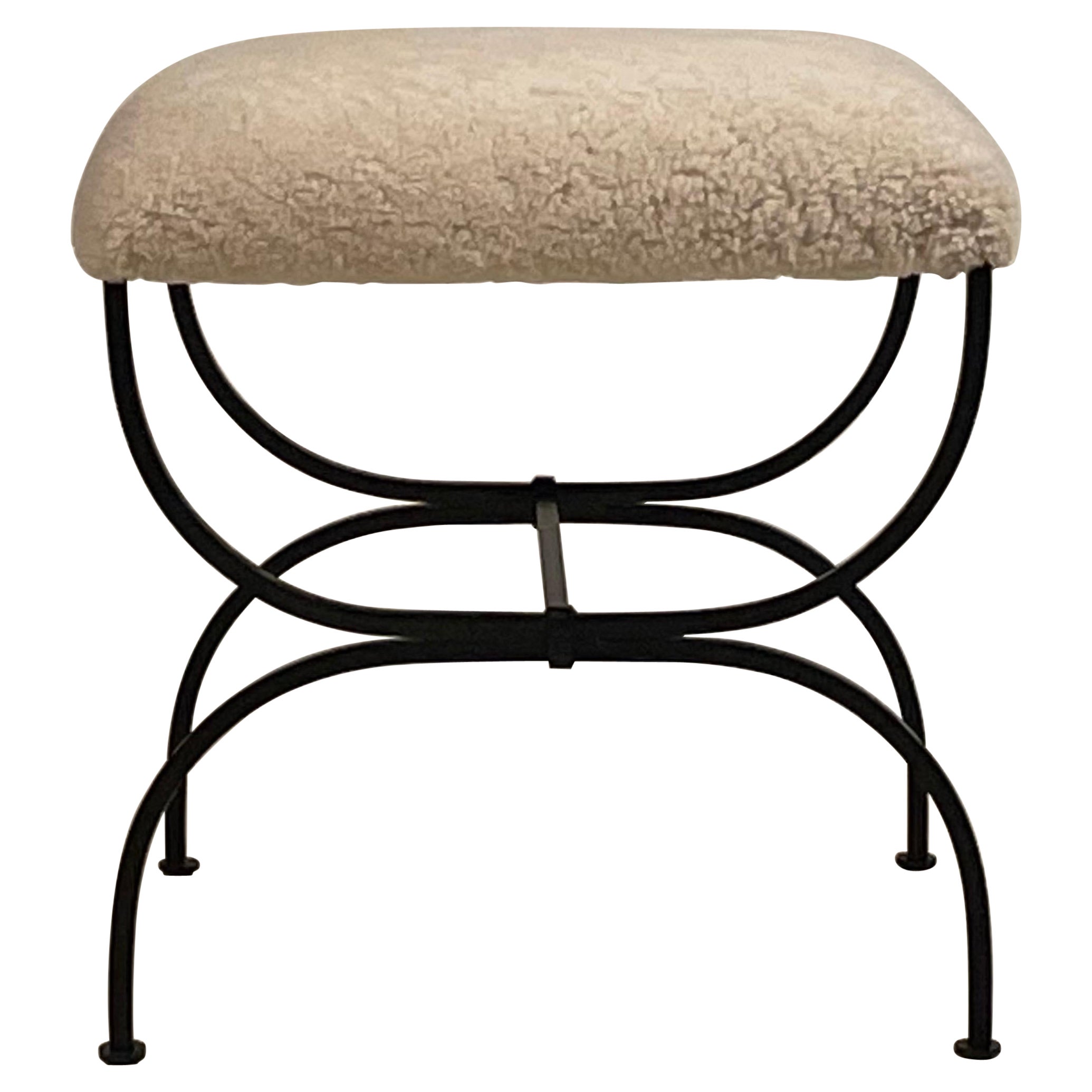 Shearling 'Strapontin' Stool by Design Frères