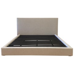 Linen King Size Modern Platform Bed