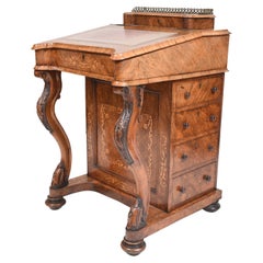 Victorian Davenport Desk Walnut Inlay, 1860