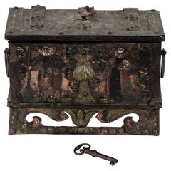 Antique 17th Century Nuremberg, German Iron Strongbox Jewels Casket