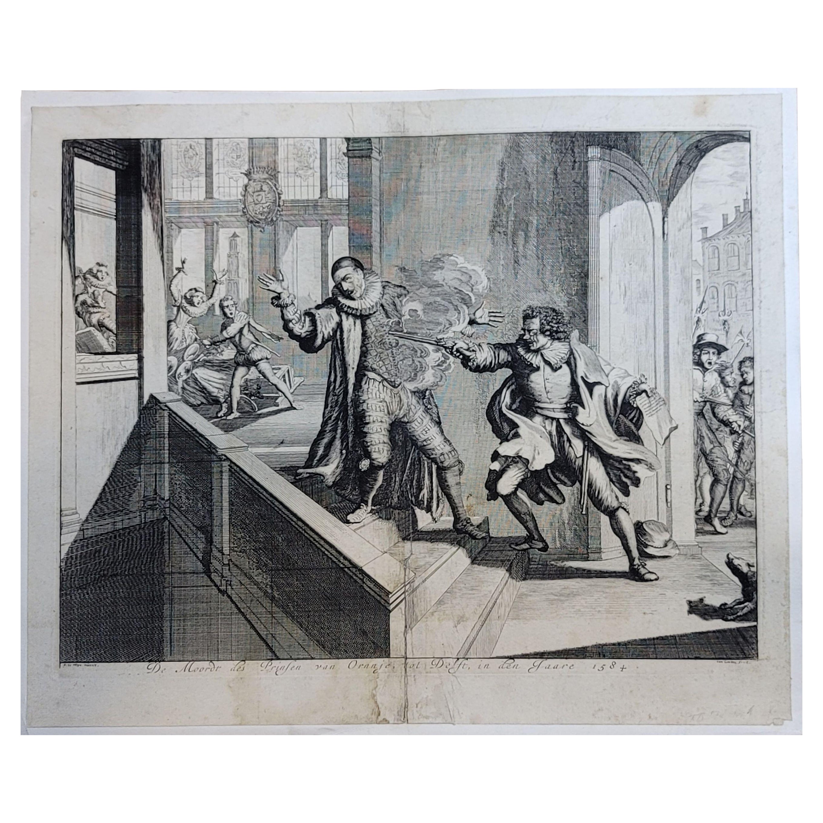 "The Assassination of William of Orange" by Jan Luyken, 1649~1712 For Sale