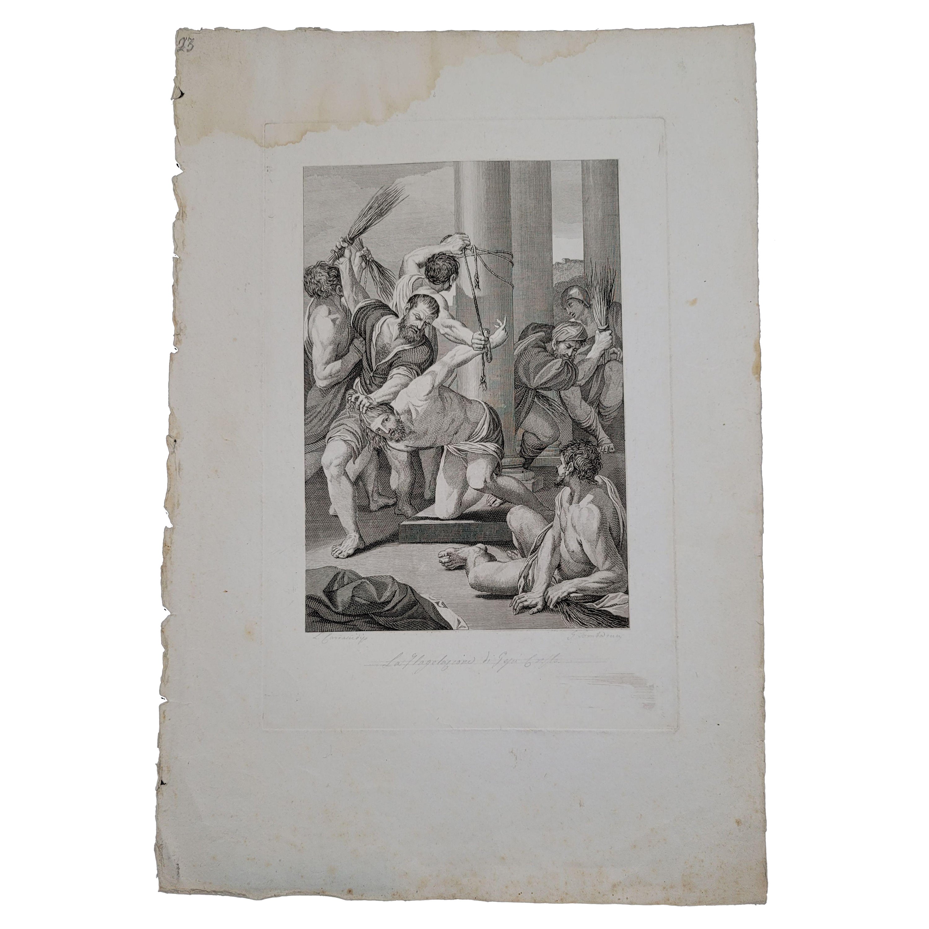 "the Flagellation of Jesus" After Ludovico Carracci by Guilio Tomba 1780-1841