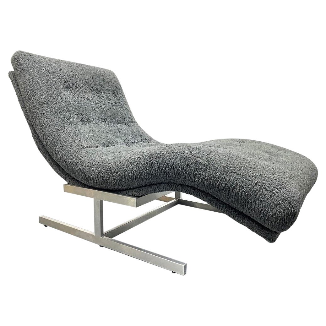 Milo Baughman Style Wave Chaise Lounge