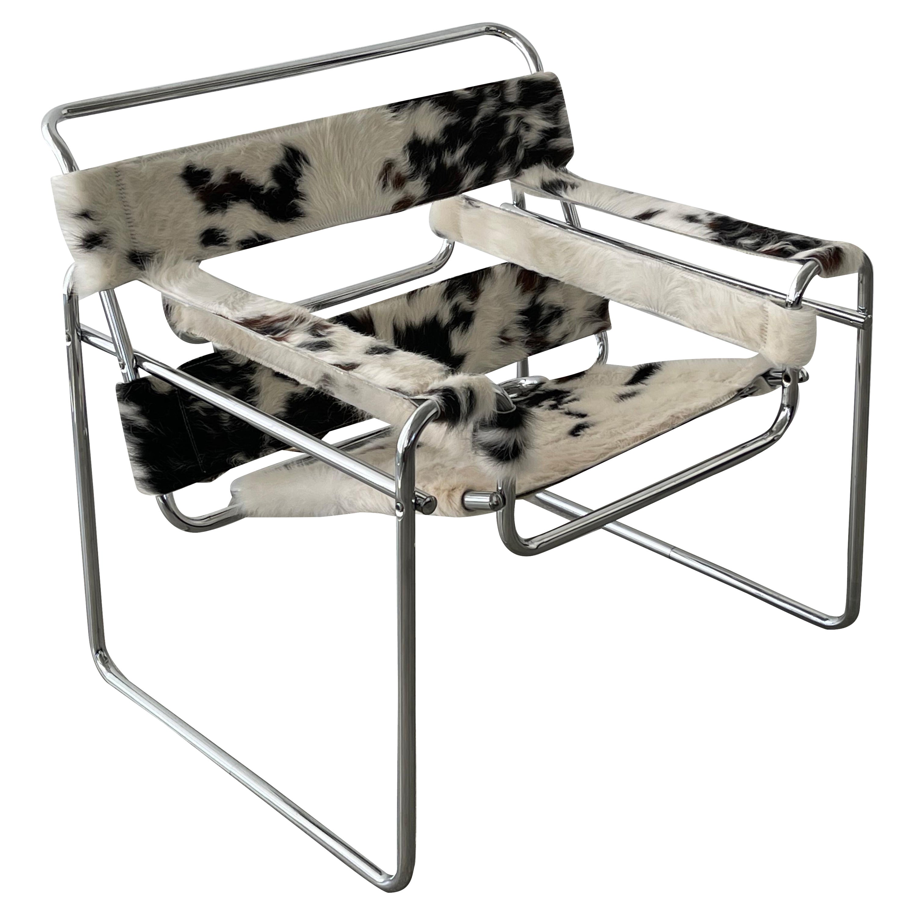 1970's Marcel Breuer Wassily Style Armchair in Cowhide