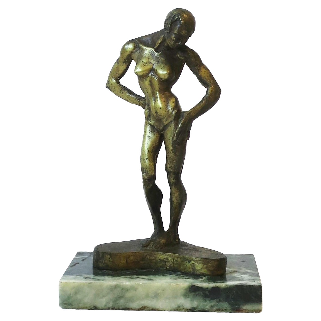 Art Deco Female Bronze Sculpture by Michael Shacham, 1977 For Sale