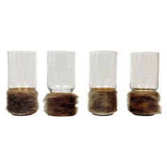 Juego de 4 vasos de piel de mediados de siglo, Austria, 1950 's