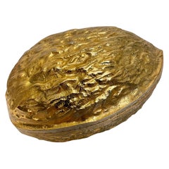 Solid Brass Walnut Shaped Hinged Box or Paperweight