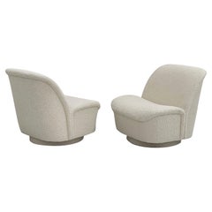 Vintage Vladimir Kagan for Directional Furniture Swivel Lounge Chairs in Boucle, a Pair