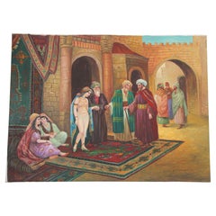 19th Century Style Painting of Moorish Orientalist Market Scene