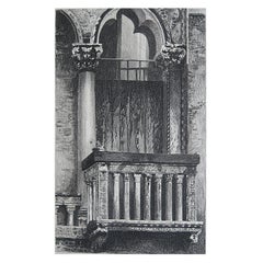 Gravure architecturale ancienne originale de John Ruskin, vers 1880, "Venise".