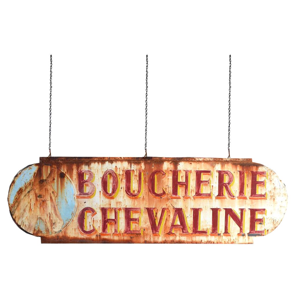 Early 20th Century Double Sided French Butchers Trade Sign