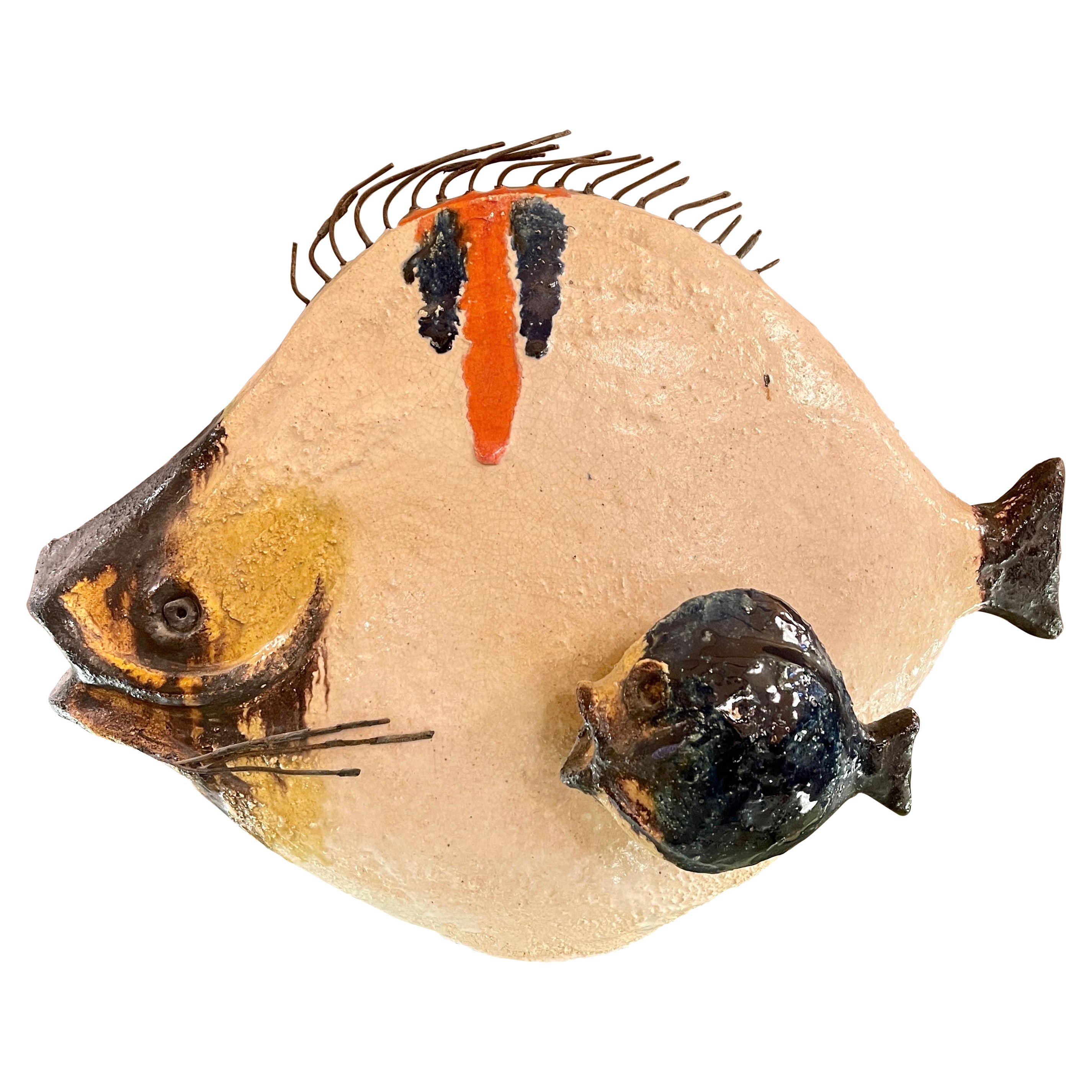 Mid-Century Modern Italian Glazed Ceramic Fish Sculpture by Ivo De Santis