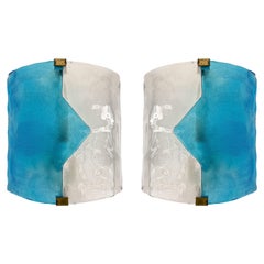Vintage Pair of Blue Murano Glass Arrow Sconces by Mazzega. Itay, 1970s