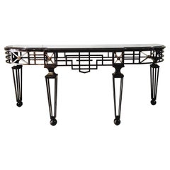 Neo-Classical Style Italian Iron, Brass and Granite Console Table, 2 Available