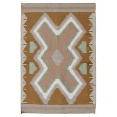 Vintage Navajo Kilim with Tribal Design in Earthy Tones with Large Medallion