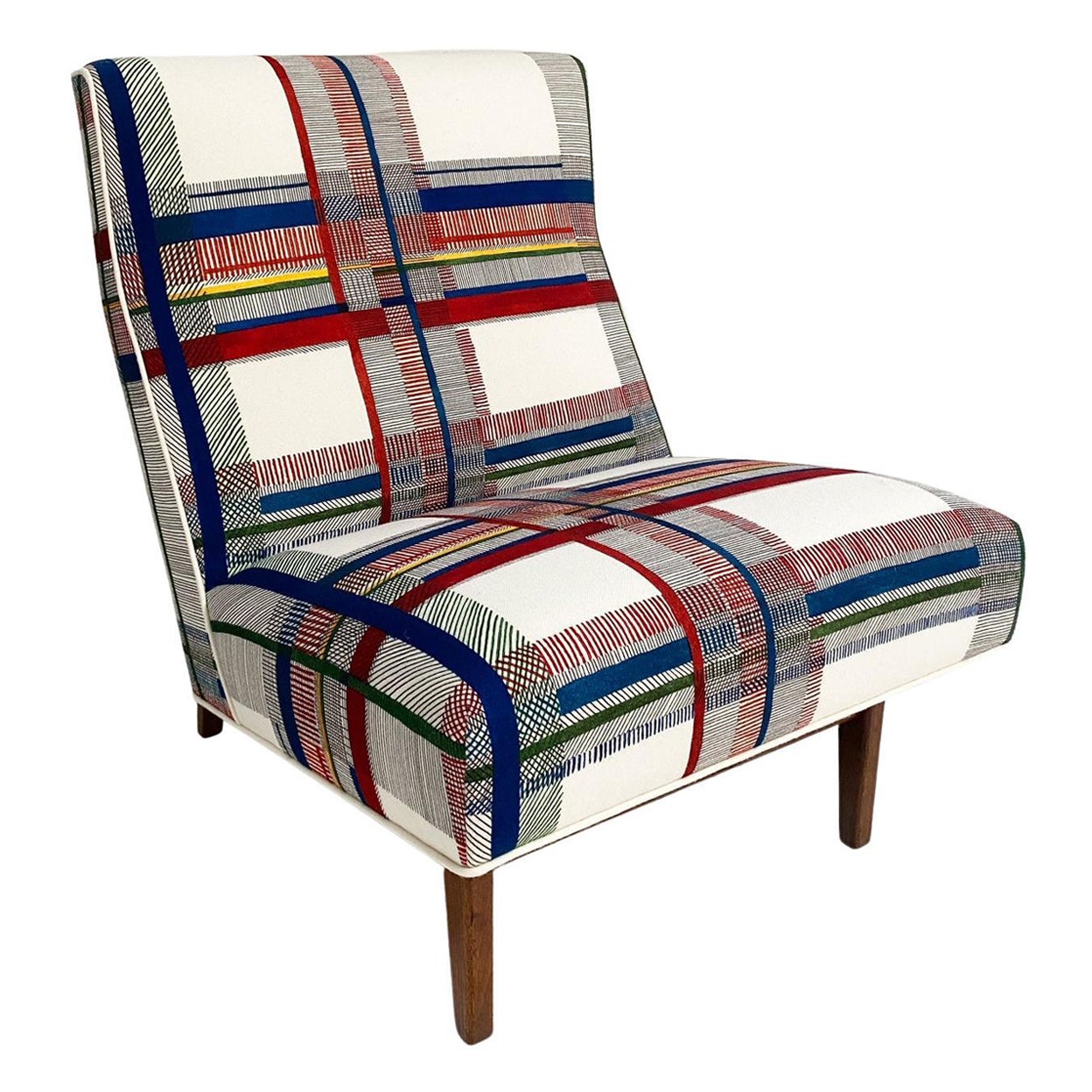 One of a Kind Vintage Jens Risom Slipper Chair in Hermès Wool, One Available