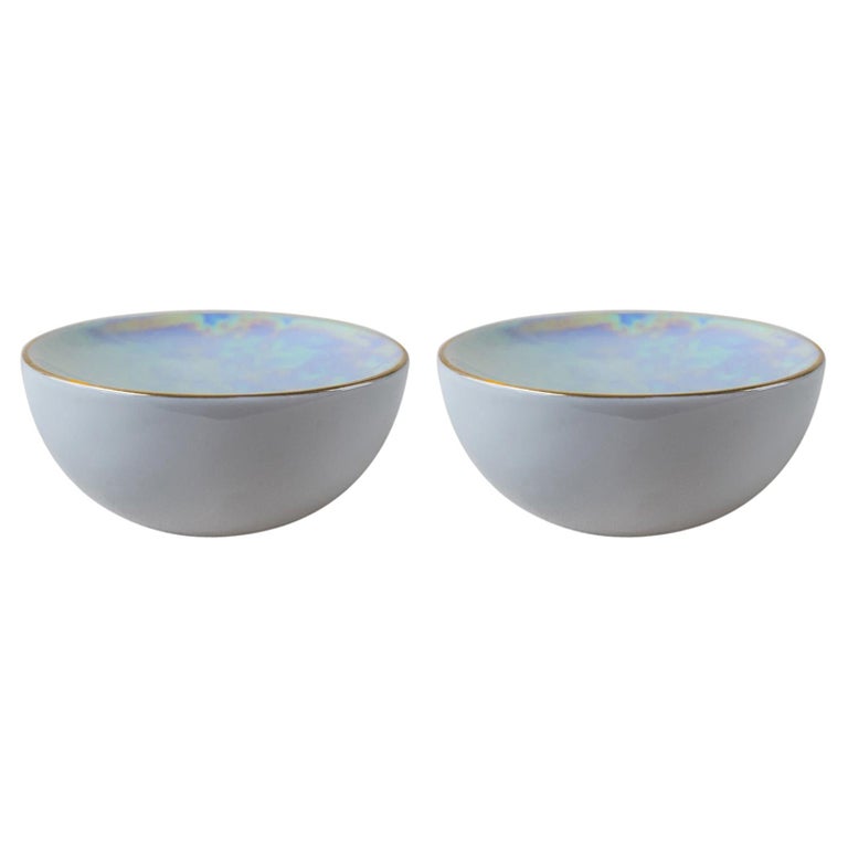 Ensemble de 2 x Ovum. N8 / irisé / plat d'appoint, vaisselle en porcelaine faite à la main
