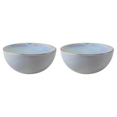 Antique Set of 2 x Ovum. Nº8 / Iridescent / Side Dish, Handmade Porcelain Tableware