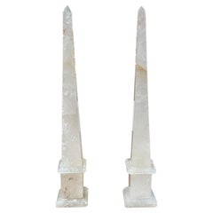Pair of Polished Rock Crystal Obelisks from Brazil