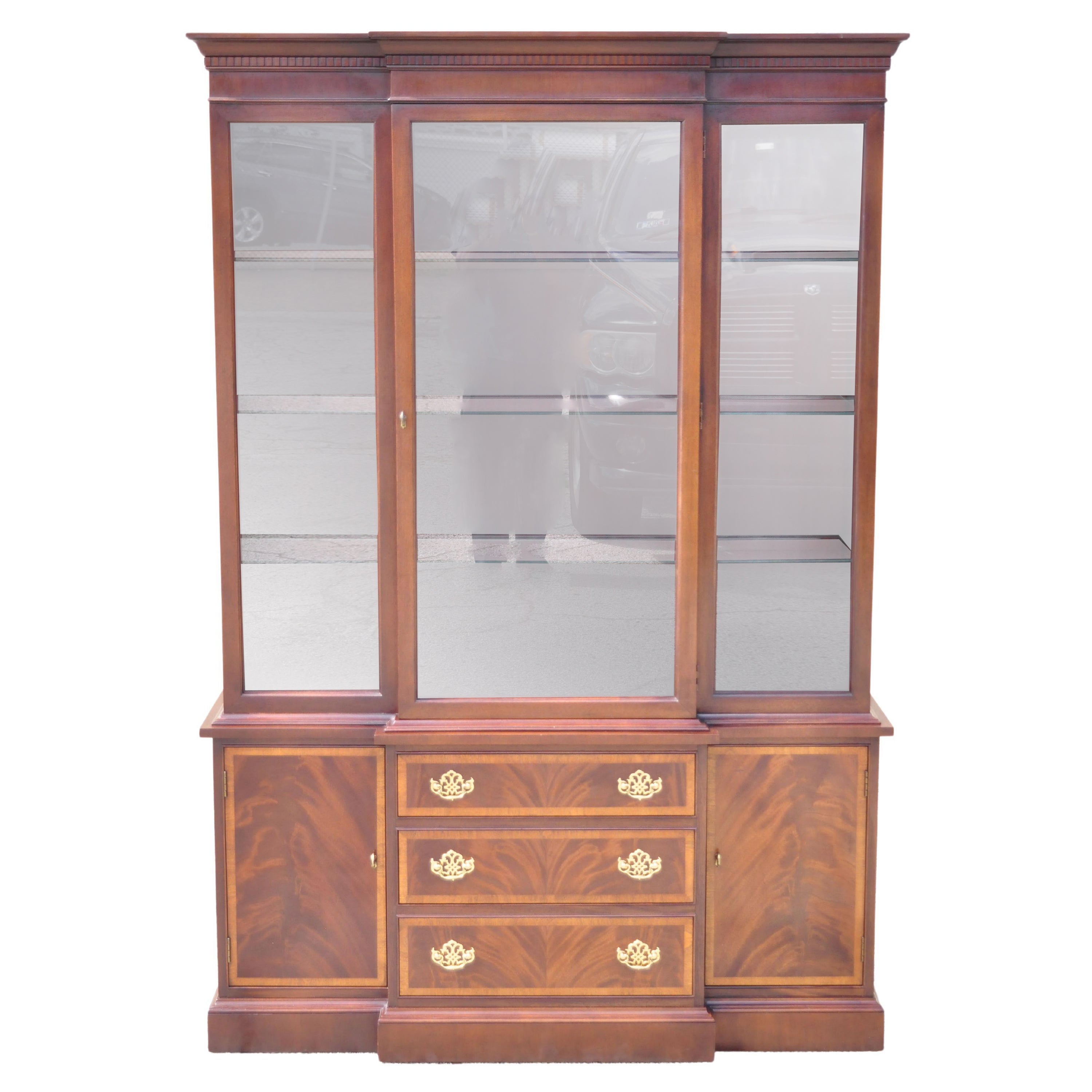 Hickory Chippendale Banded Inlay China Cabinet American Masterpiece Collection