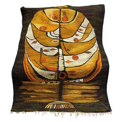 Large Mid-Century Modern European Polish Cepelia Tapestry Wall Hanging Rug