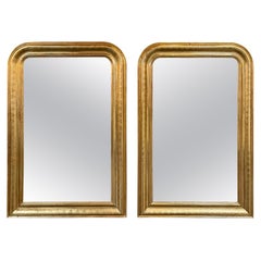 Pair of Gold Louis Philippe Mirrors with Zig Zag Pattern