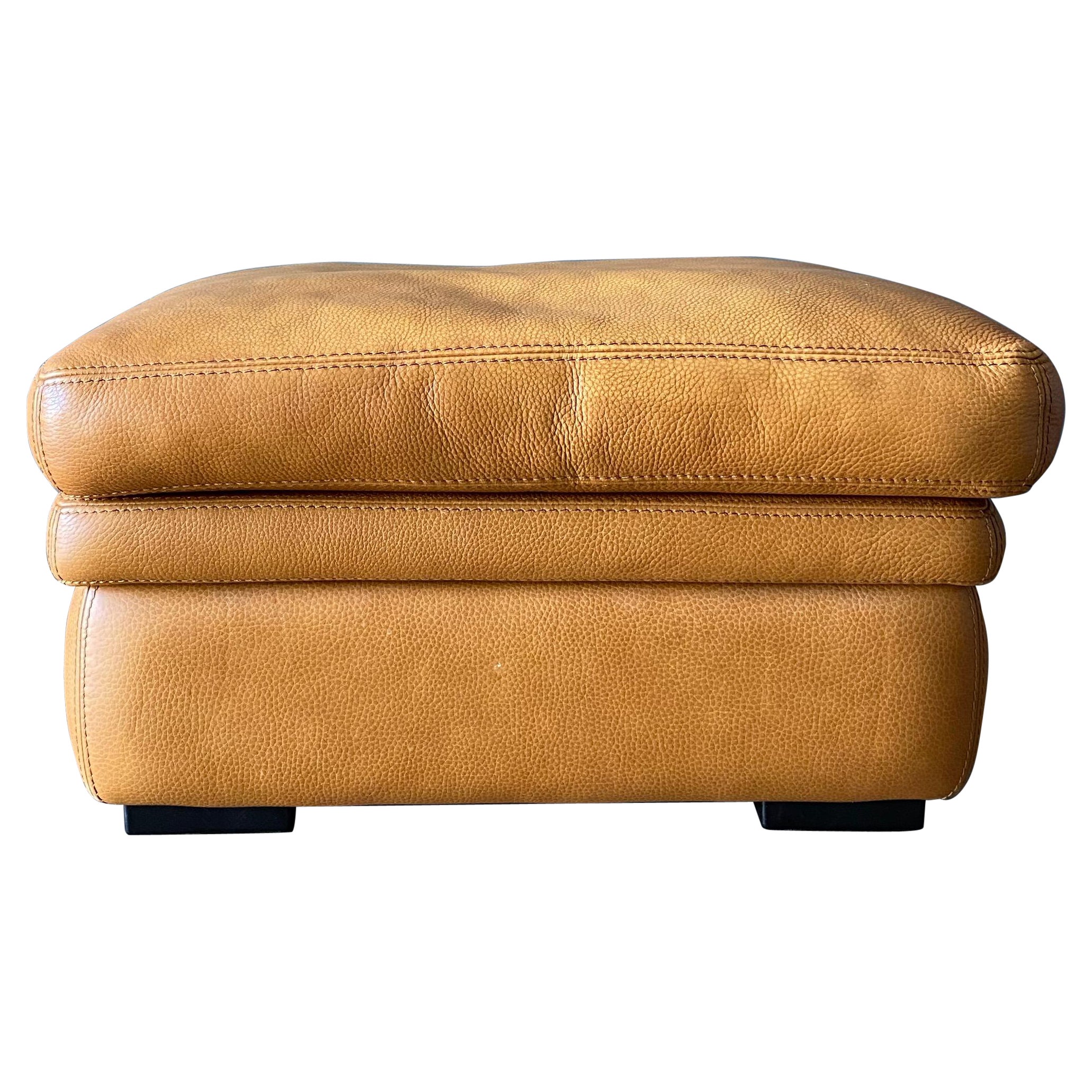 Post Modern Leather Ottoman by Roche Bobois, Circa 1989