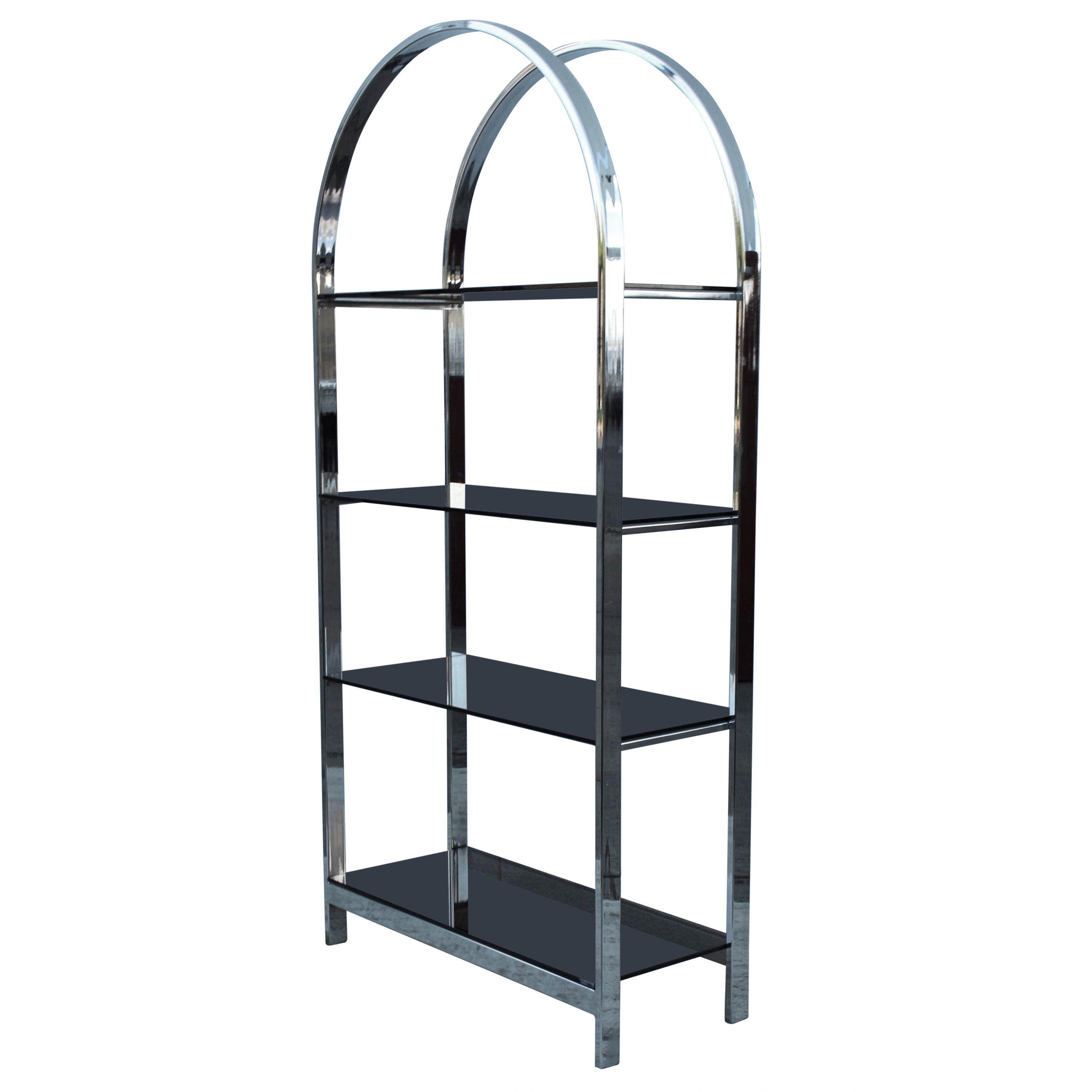 1970's Mid-Century Modern Chrome Arch Etagere For Sale