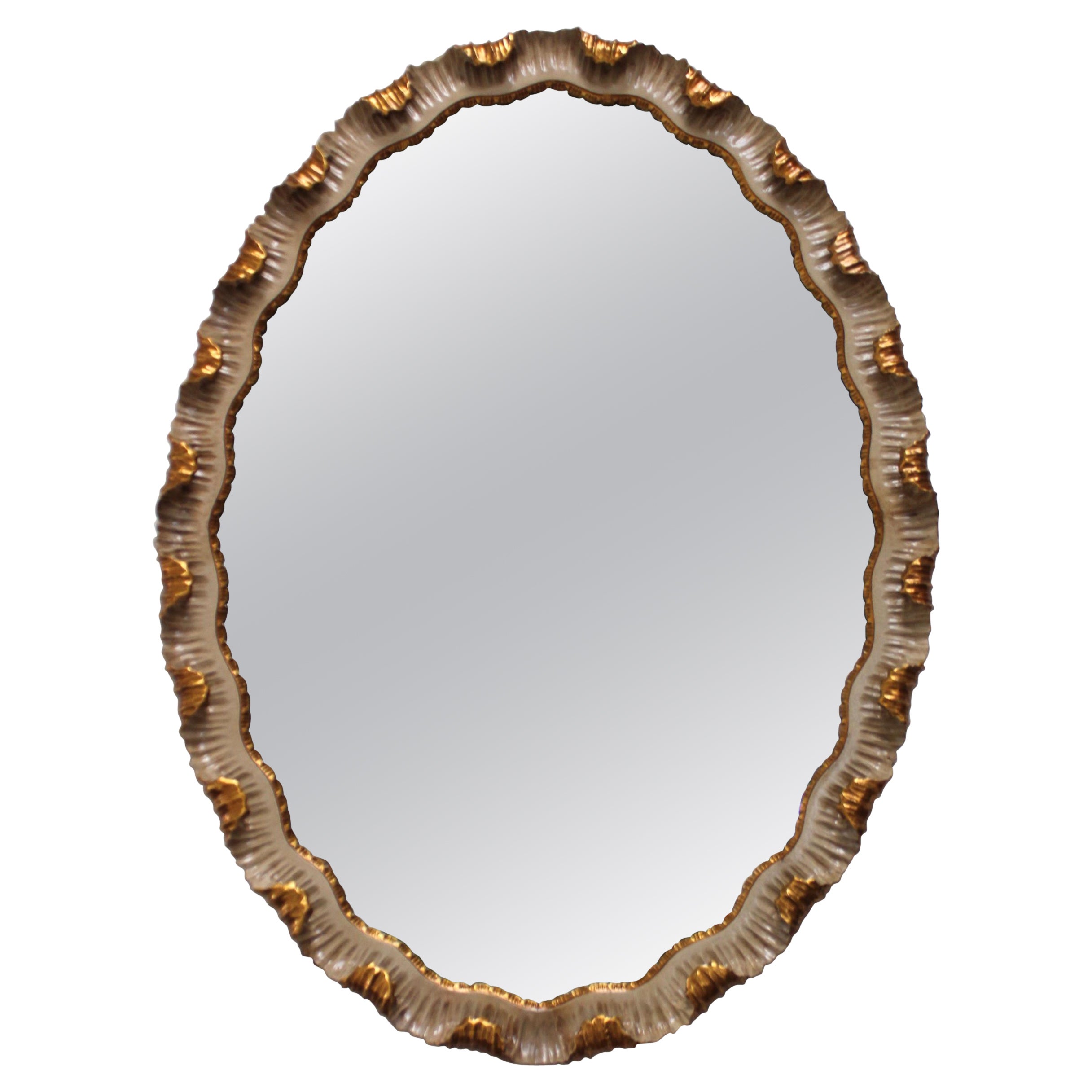 1940's Scalloped Gilt Oval Italian Mirror