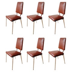 Mid-Century Modern Brazilian Brown and Gray Chairs, Set of 6