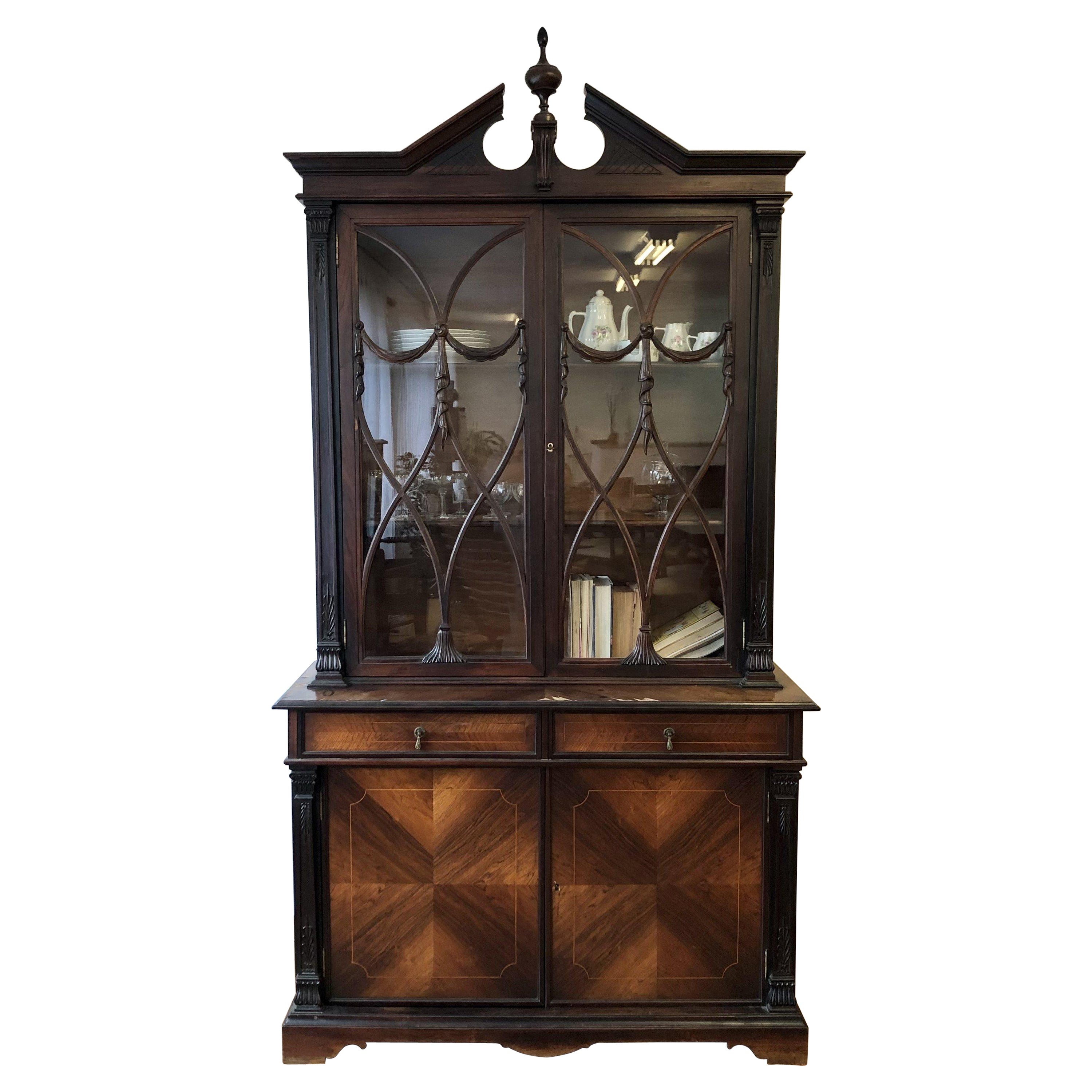 Antique French Vitrine Bookcase in Rosewood For Sale