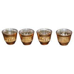 Set of Four Arabic Glasses with Gold Overlay