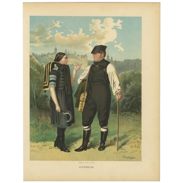 Costume of Altenburg III, Kretschmer, Chromolithograph on Paper, 1870 For Sale