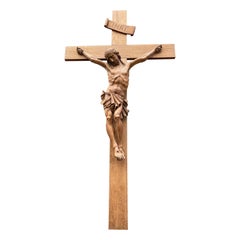 Great Quality Hand Carved & Superb Condition Oak Corpus of Christ on Crucifix