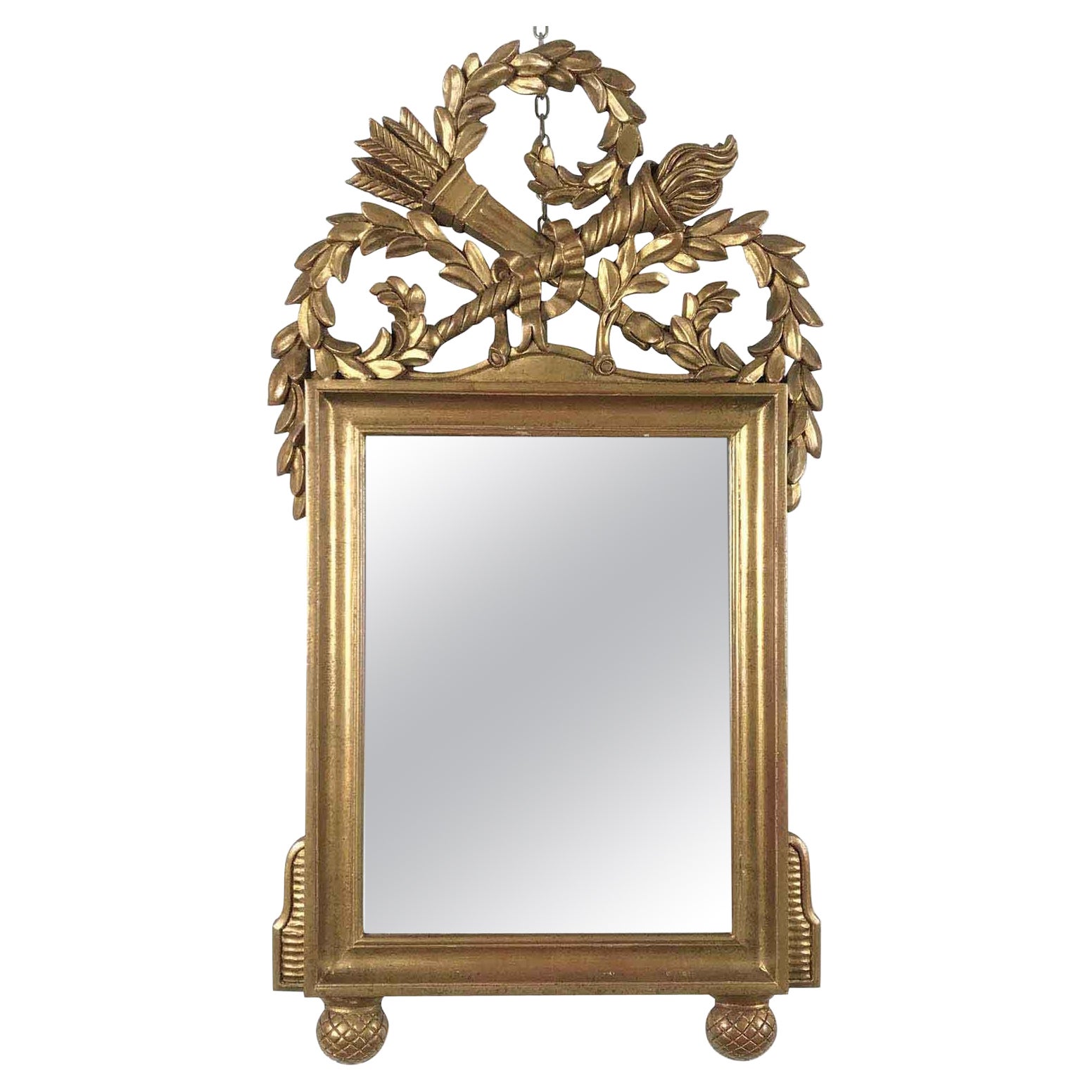 20th Century Italian Florentine Empire Style Gilt Mirror by Chelini For Sale