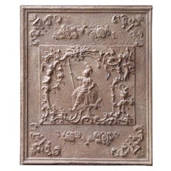 Ancienne plaque de cheminée allemande néoclassique Minerva / dosseret, 18e-19e siècle