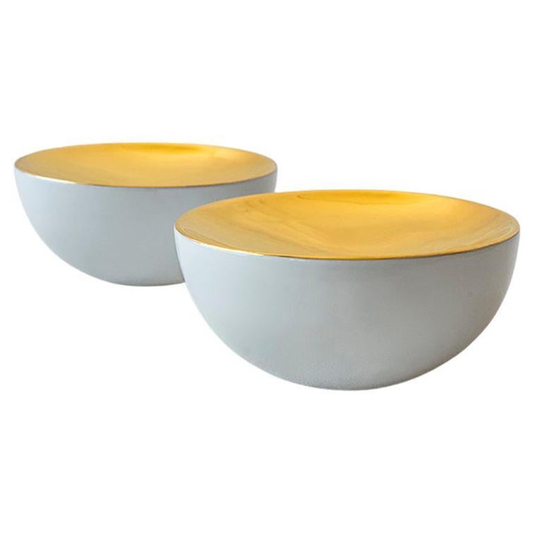 Set of 2 x Ovum, Nº8 / 24k Gold / Side Dish, Handmade Porcelain Tableware For Sale