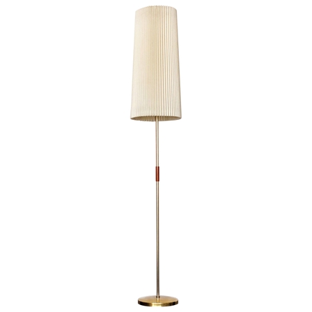 Swedish Design Brass Floor Lamp with Original Pleated Shade, Sweden, 1960s