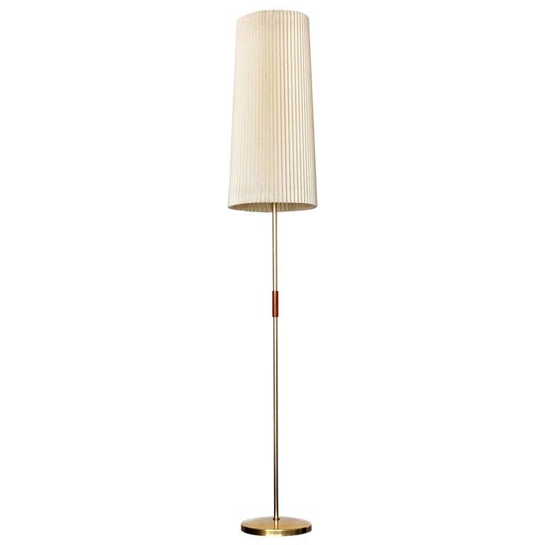 1950's Italian Vintage Brass Floor Lamp with Original Shade For Sale at ...