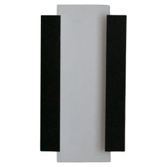 Vintage Itsu, Minimalist Wall Light, Black and White Lacquered Metal, Finland, 1950s