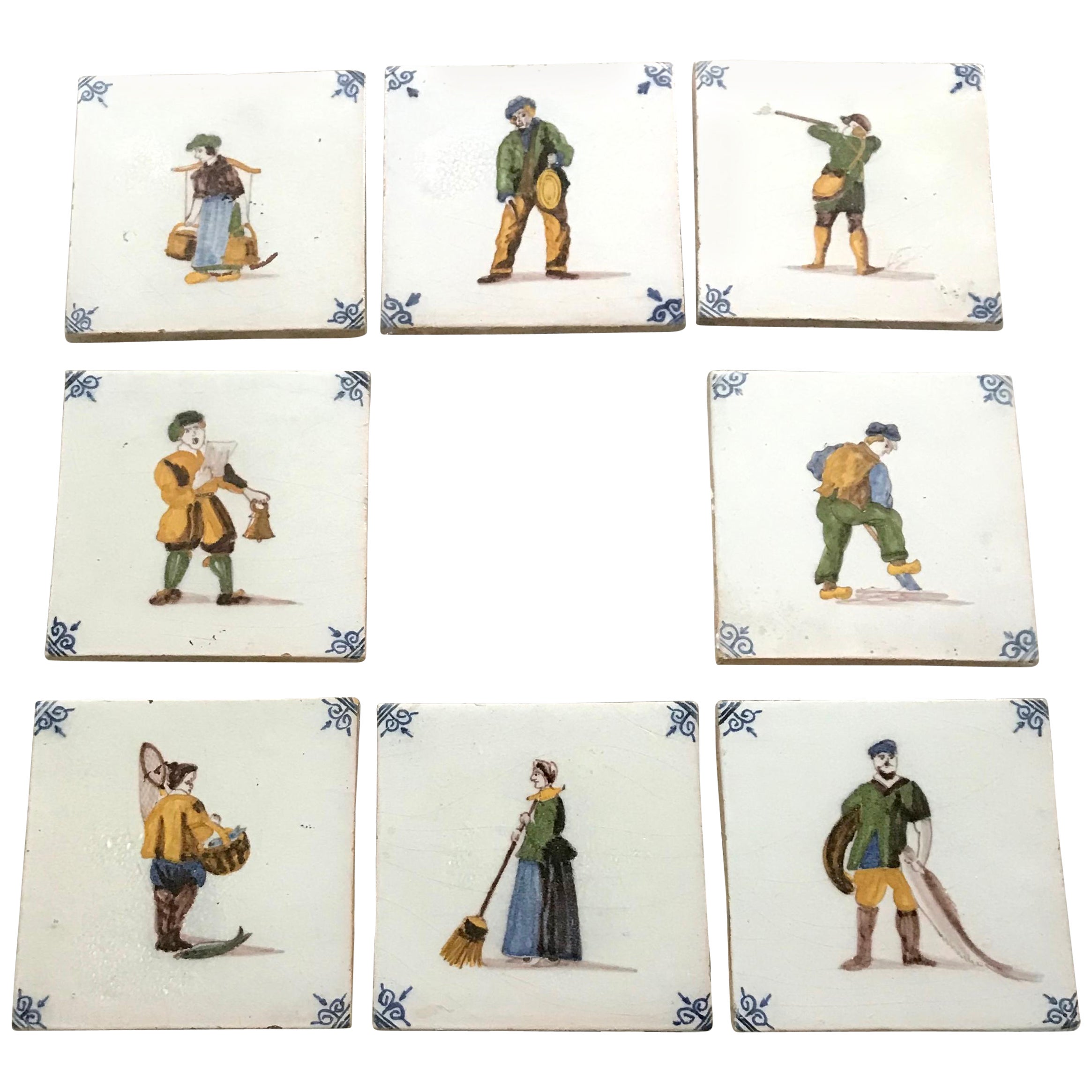 Set of Eight Early 19th Century Dutch Tiles