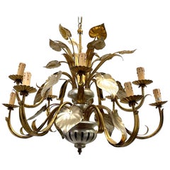 Beautiful Kogl Gilded Silvered Chandelier Tole Hollywood Regency Koegel Germany