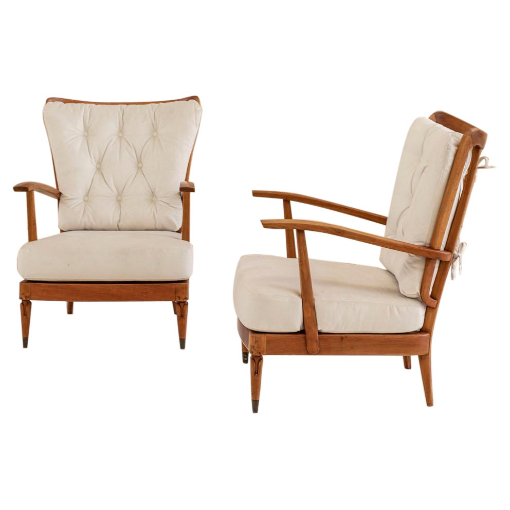 Pair of Armchairs Designed by Paolo Buffa, Certificated