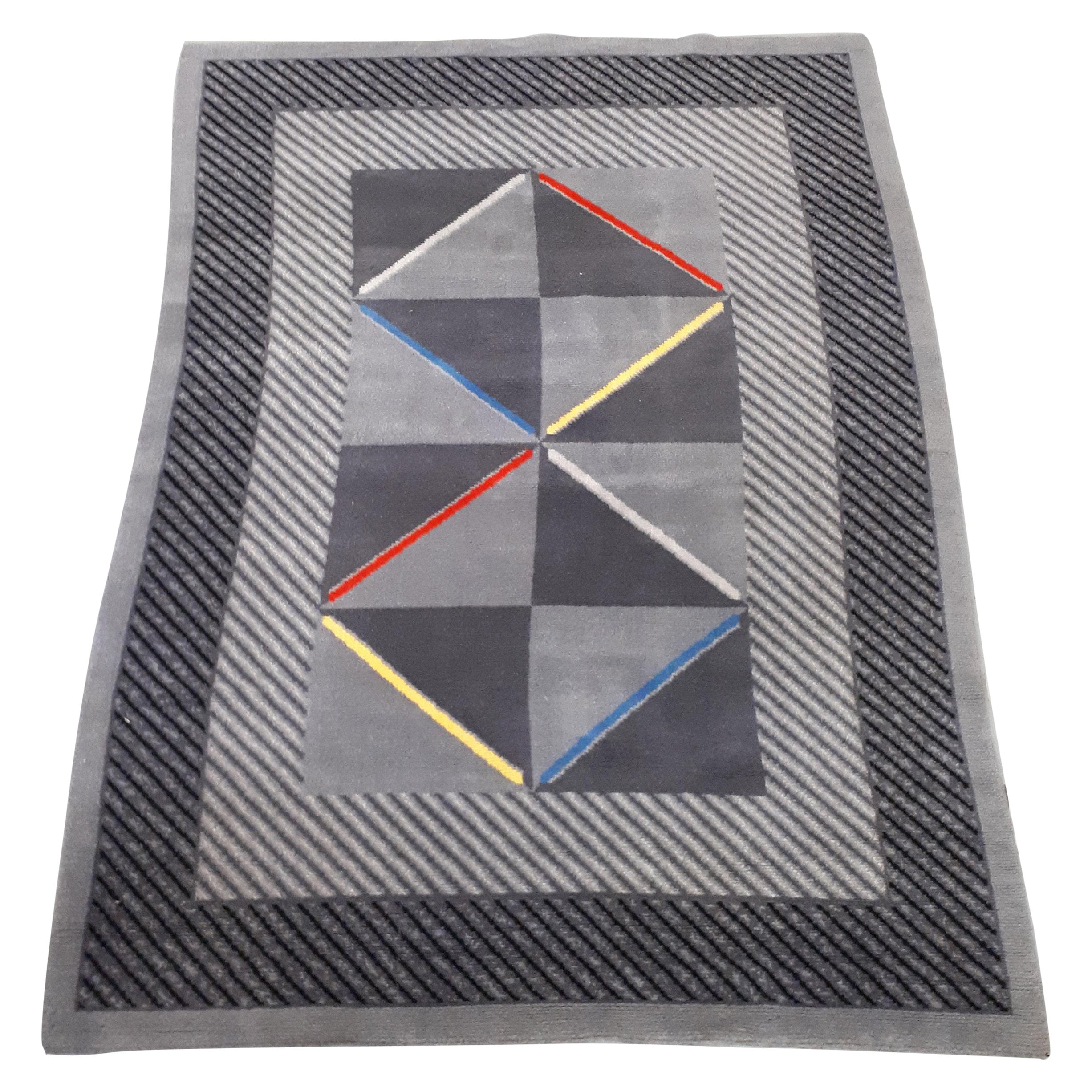 Mid-Century Modern Diamond Pattern Carpet, '80s For Sale