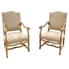 Pair of Classic French Bleached Oak Os De Mouton Chairs