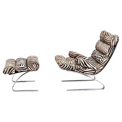 Early Sinus Zebra Leather Lounge Chair by Adolf & Schröpfer for COR, Germany