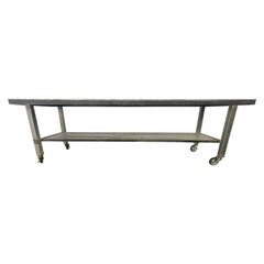 Vintage Style Metal Industrial Table on Wheels, circa 2000